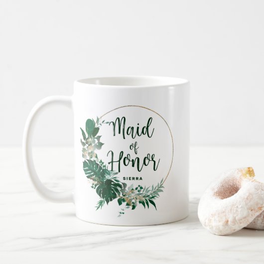 Tropical Palms Gold Circle Trauzeugin Kaffeetasse (Mit Donut)