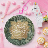 Tropical Palms Gold Imitate Pappteller (Party)