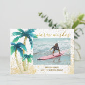 Tropical Palms Gold Warme wünscht Weihnachten Foto (Stehend Vorderseite)