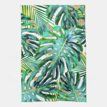 Tropical Palms Monstera Blätter Gold Glitzer