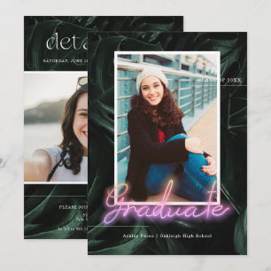 Tropical Palms Neon   ABSCHLUSS FOTO PARTY Einladung