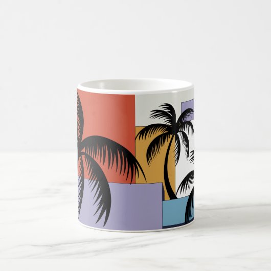 Tropical Palms on Geometric Sunset Background Kaffeetasse (Mittel)