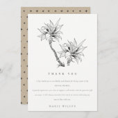 Tropical Palms Schwarz-weiß Sketch Brautparty Dankeskarte (Vorne/Hinten)