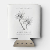 Tropical Palms Schwarz-weiß Sketch Brautparty Dosenkühler (Rückseite)