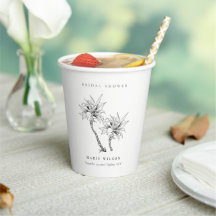 Tropical Palms Schwarz-weiß Sketch Brautparty