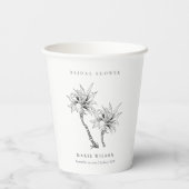 Tropical Palms Schwarz-weiß Sketch Brautparty Pappbecher (Rückseite)