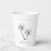 Tropical Palms Schwarz-weiß Sketch Brautparty Pappbecher (Vorderseite)