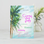 Tropical Palms Sommer Geburtstagsparty Einladung (Stehend Vorderseite)