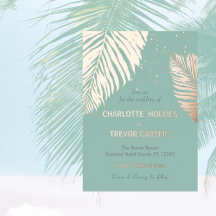 Tropical Palms Summer Beach Wedding Gold