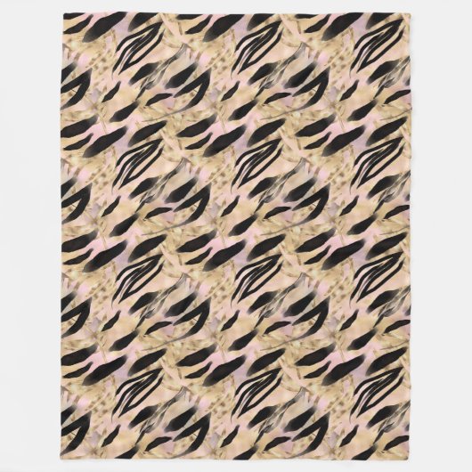 Tropical Palms Tiger Animal Print Fleecedecke (Vorderseite)