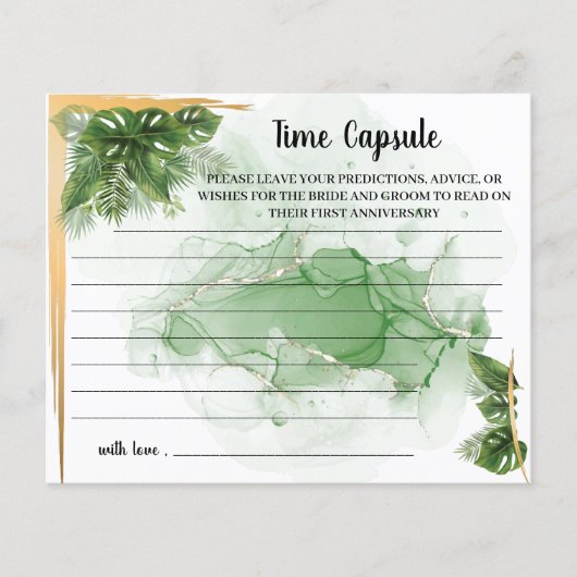Tropical PalmTime Capsule Advice BridalShower Card Flyer (Vorne)