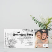 Tropical Pampas Boarding Pass Hochzeit Einladung (Stehend Vorderseite)