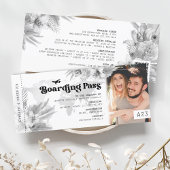 Tropical Pampas Boarding Pass Hochzeit Einladung