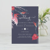 Tropical Pampas Grass Navy Berry Wedding (Stehend Vorderseite)