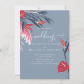 Tropical Pampas Grass Navy Berry Wedding (Vorderseite)
