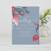 Tropical Pampas Grass Navy Berry Wedding (Stehend Vorderseite)