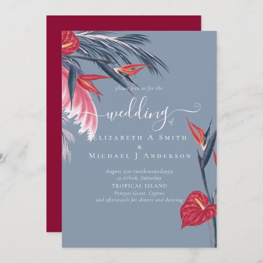 Tropical Pampas Grass Navy Berry Wedding (Vorne/Hinten)