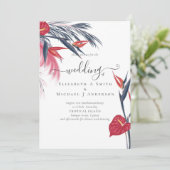 Tropical Pampas Grass Navy Berry Wedding (Stehend Vorderseite)