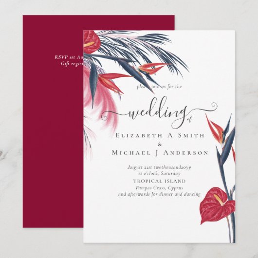 Tropical Pampas Grass Navy Berry Wedding (Vorne/Hinten)