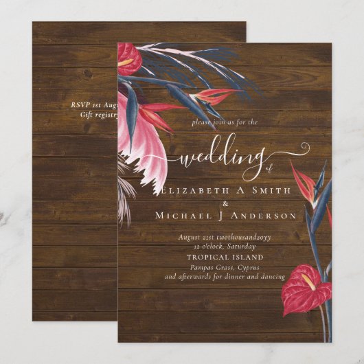 Tropical Pampas Grass Navy Berry Wedding (Vorne/Hinten)