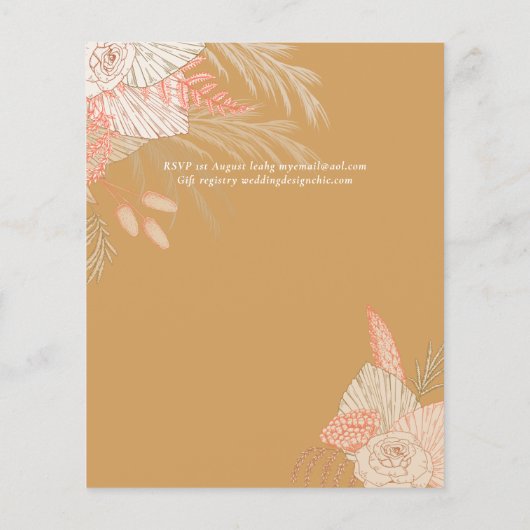 Tropical Pampas Grass Terracotta Wedding (Rückseite)