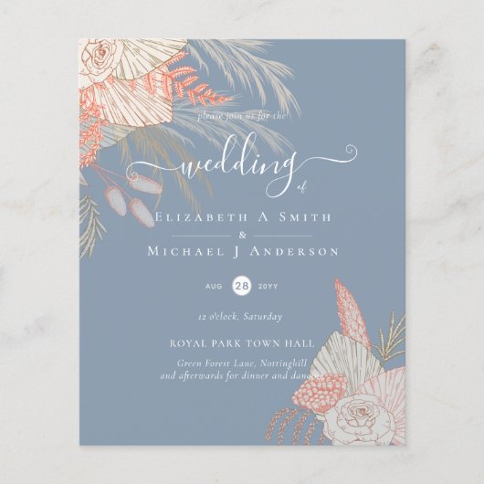 Tropical Pampas Grass Terracotta Wedding (Vorderseite)