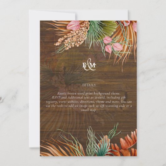 Tropical Pampas Grass Terracotta Wedding (Rückseite)