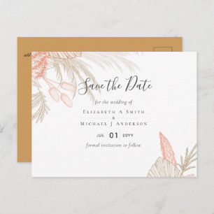 Tropical Pampas Grass Terracotta Wedding Postkarte