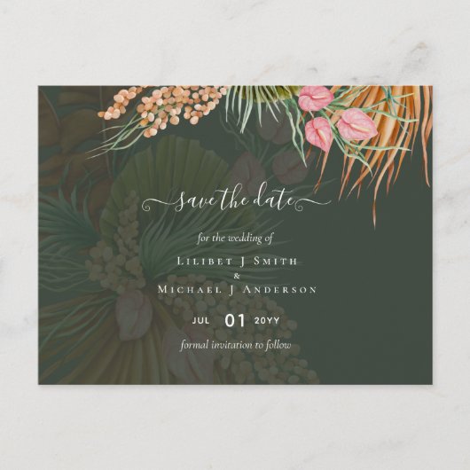 Tropical Pampas Grass Terracotta Wedding Postkarte (Vorderseite)