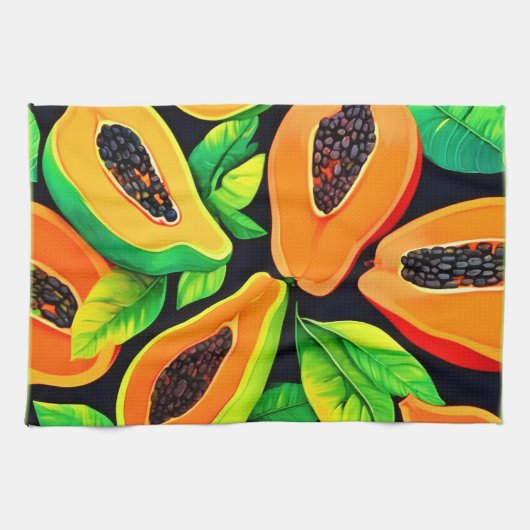 Tropical Papaya Paradise Geschirrtuch (Horizontal)
