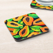 Tropical Papaya Paradise Getränkeuntersetzer (Linke Seite)