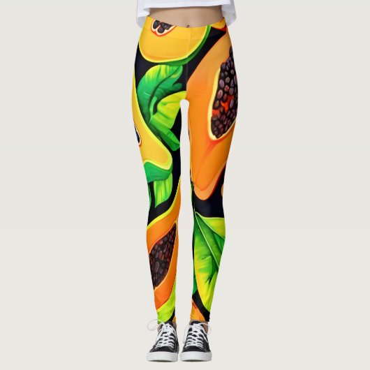 Tropical Papaya Paradise Leggings (Vorderseite)