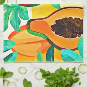 Tropical Papaya Pop Art Geschirrtuch (Gefaltet)
