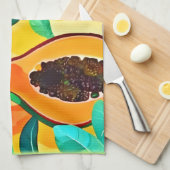 Tropical Papaya Pop Art Geschirrtuch (Viertel Falte)