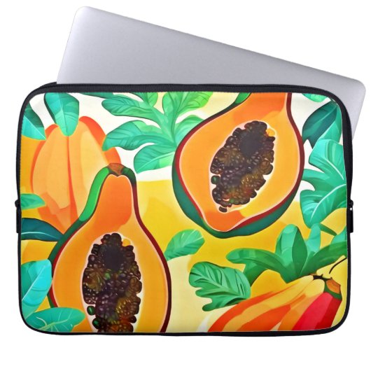 Tropical Papaya Pop Art Laptopschutzhülle (Vorderseite)