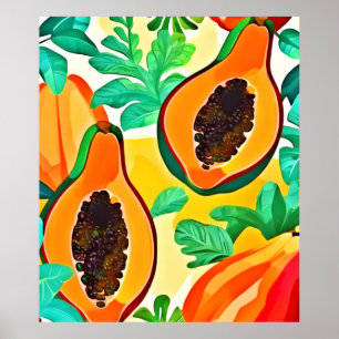 Tropical Papaya Pop Art Poster