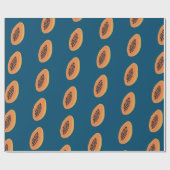 Tropical Papaya Print Fruchtspass Orange Navy Geschenkpapier (Flach)