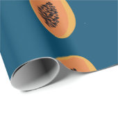 Tropical Papaya Print Fruchtspass Orange Navy Geschenkpapier (Rolleneckpunkt)