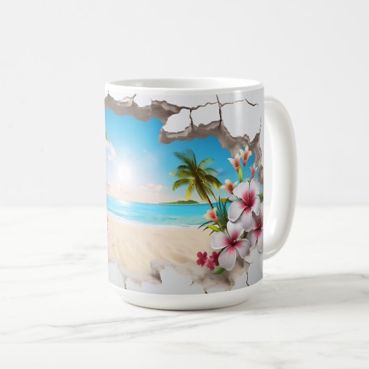 Tropical Paradise Beach - 3D Mug Kaffeetasse (VorderseiteRechts)