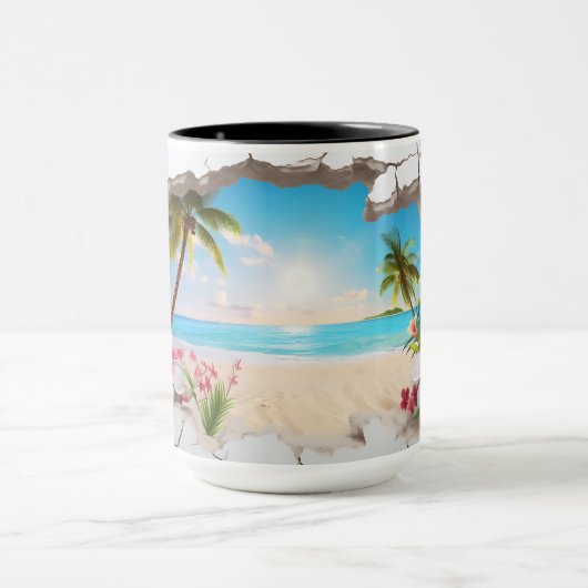 Tropical Paradise Beach - 3D Mug Tasse (Zentrum)