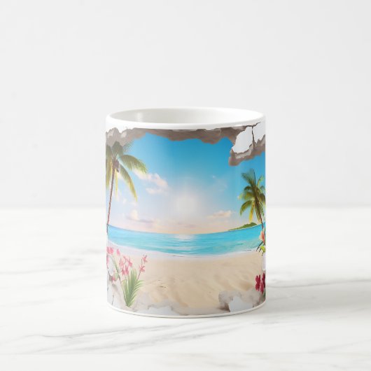 Tropical Paradise Beach 3D-Tasse Kaffeetasse (Mittel)