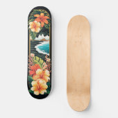 Tropical Paradise Beach & Blume Art Skateboard (Vorderseite)