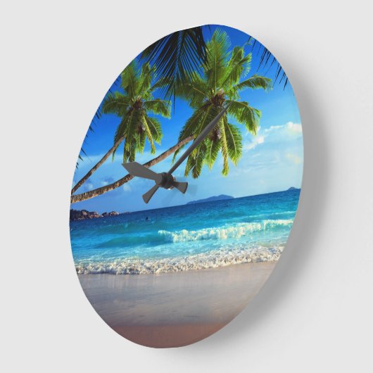 Tropical Paradise Beach Große Wanduhr (Winkel)