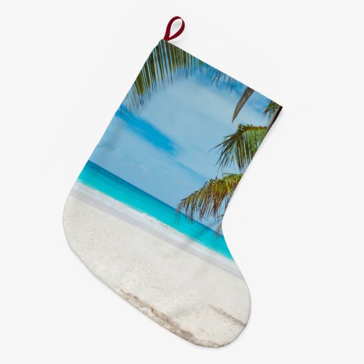 Tropical Paradise Beach Großer Weihnachtsstrumpf (Vorderansicht (hängend))
