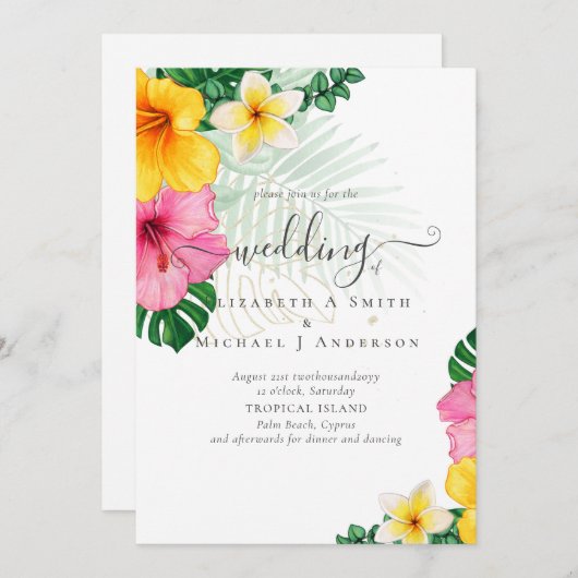 Tropical Paradise Beach Hochzeit pulsierende Flora (Vorne/Hinten)