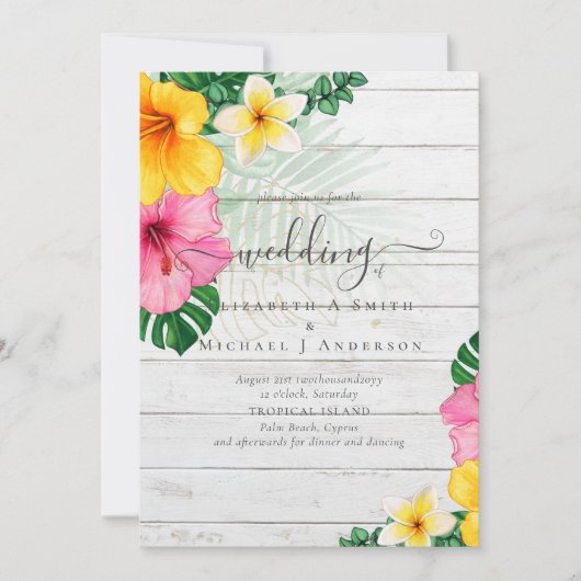 Tropical Paradise Beach Hochzeit pulsierende Flora (Vorderseite)
