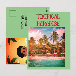 Tropical Paradise Beach Hotel Postcard Postkarte