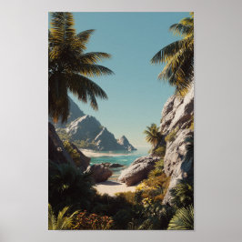 Tropical Paradise Beach - Landschaftliche Küstenar Poster