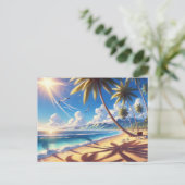 Tropical Paradise Beach Malerei Postkarte (Stehend Vorderseite)