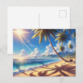 Tropical Paradise Beach Malerei Postkarte (Vorne/Hinten)